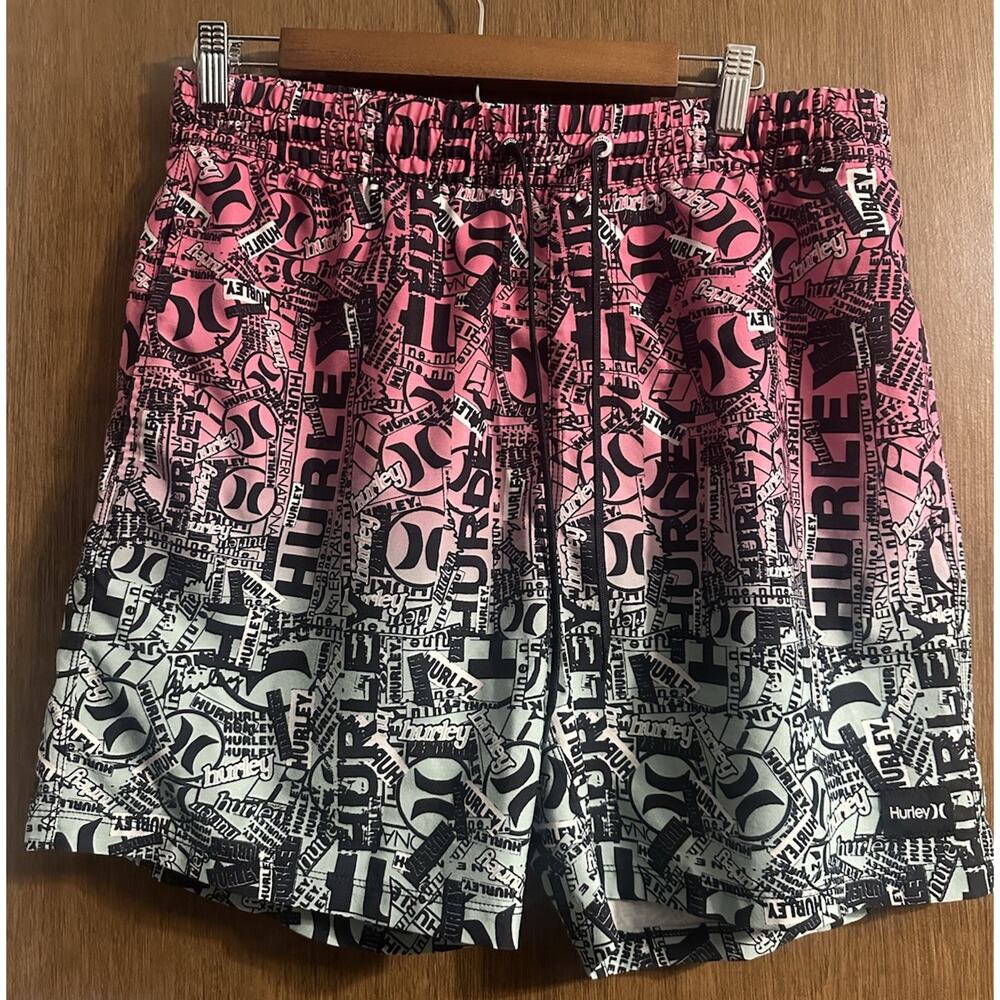 Hurley cannonball volley stretch swim trunks sz LG BKE EXCELLENT swim beach pool